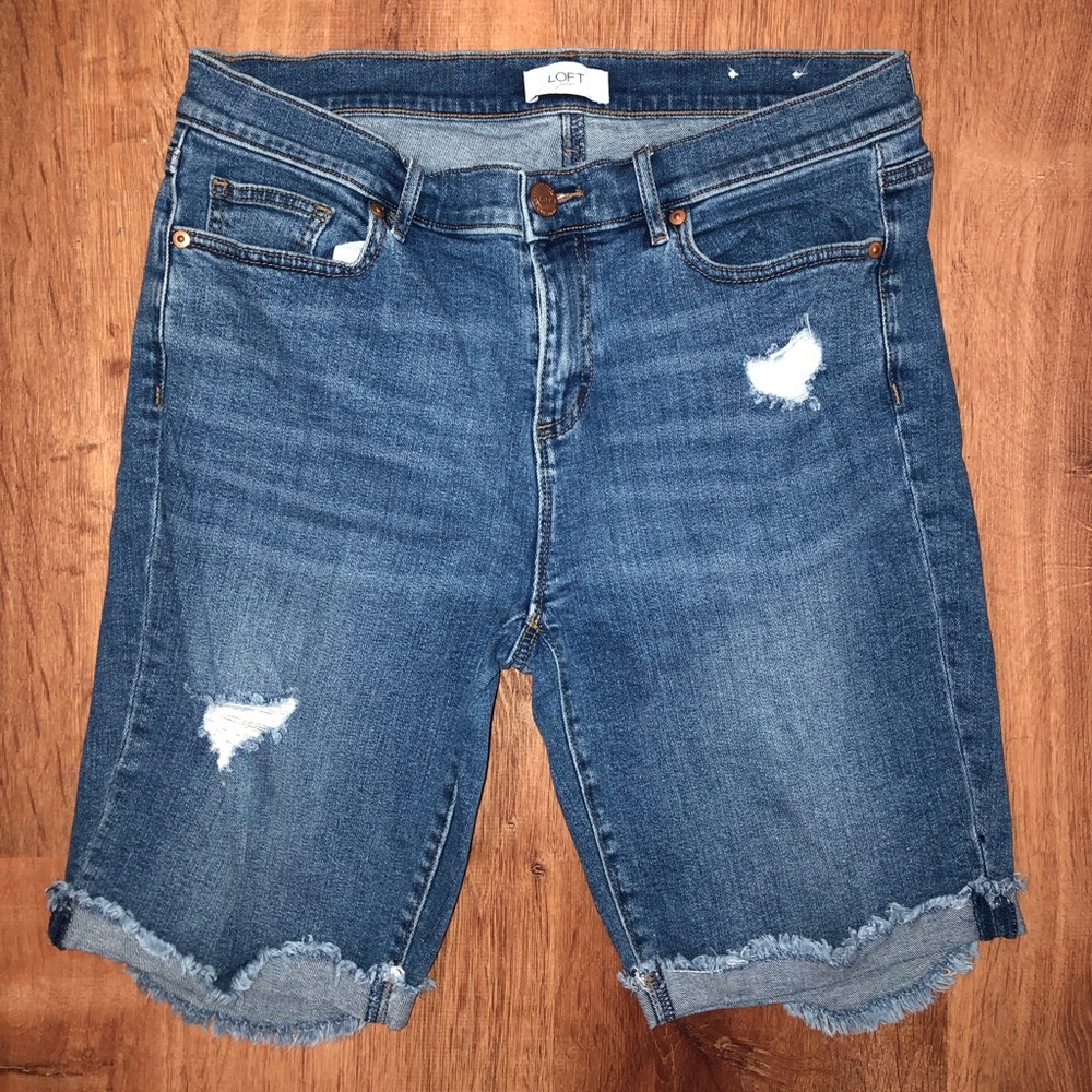 Loft Bermuda distressed jeans shorts